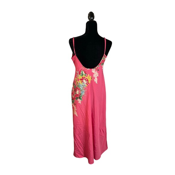 Natori Barbie Pink Floral Open Low Back Silky Maxi Slip Dress Nightgown Size XS - Picture 6 of 7